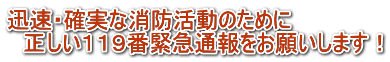 迅速・確実な消防活動のために正しい119番緊急通報をお願いします！