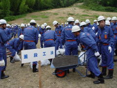 平成19年水防訓練　水防工法の写真