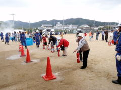 水消火での消火訓練