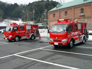 最新鋭の消防ポンプ車